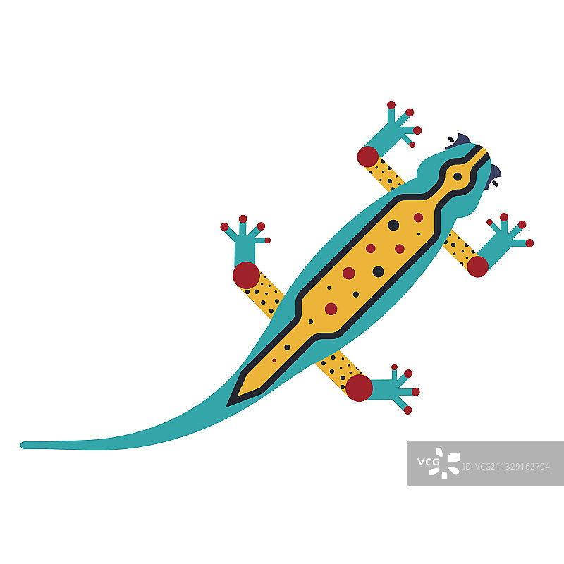 扁平设计中的几何风格化蜥蜴图标图片素材