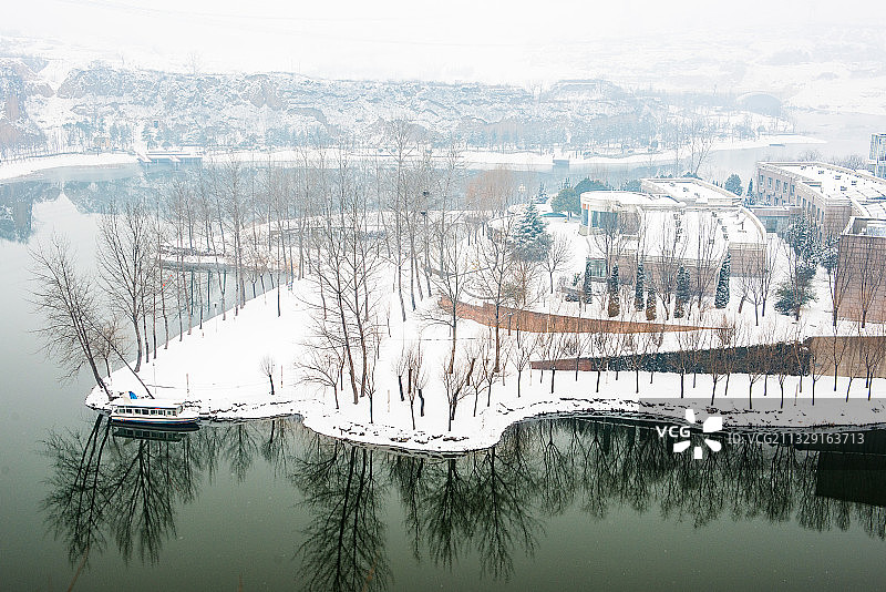 洞林湖雪景图片素材