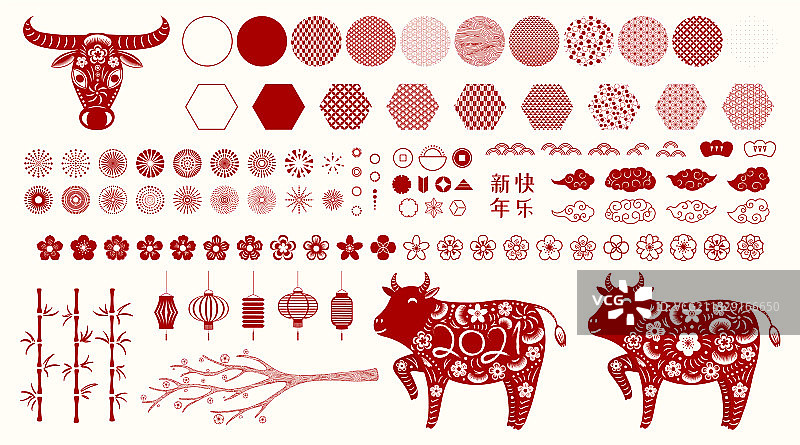 2021年中国新年生肖牛烟花合集图片素材