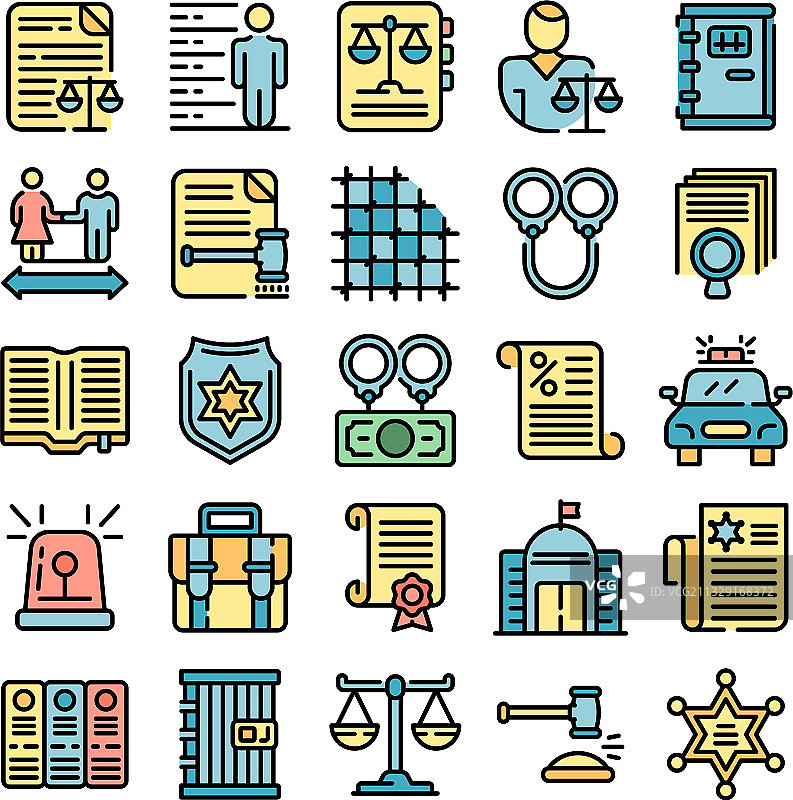 刑事司法图标扁平化图片素材