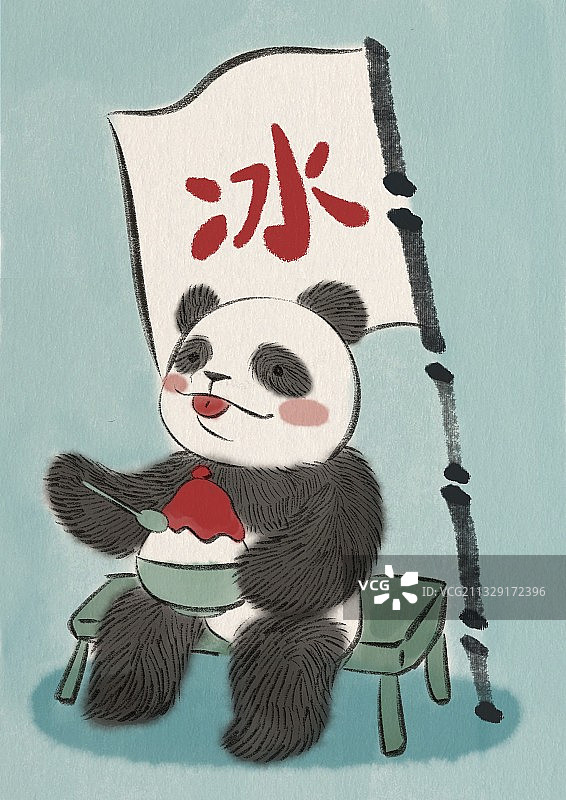 熊猫吃刨冰图片素材