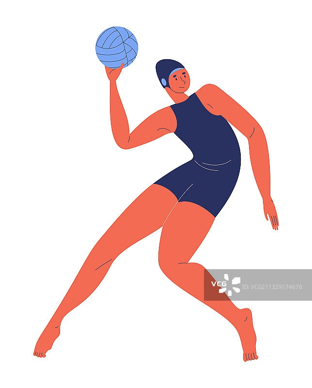 穿泳衣的年轻女人准备投球图片素材