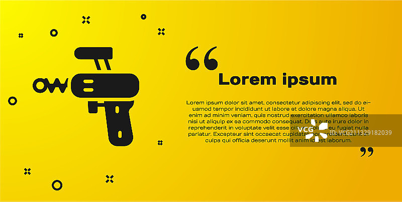 黄色背景上的黑色射线枪图标图片素材