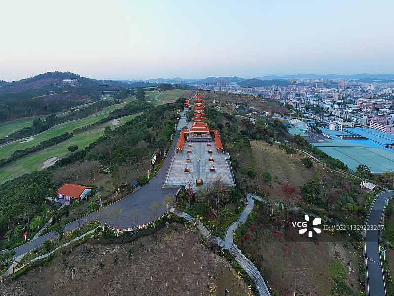 广东省东莞市凤岗镇雁湖公园航拍图片素材