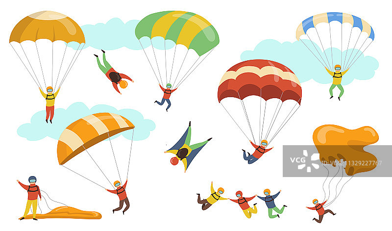 跳伞运动员集合图片素材