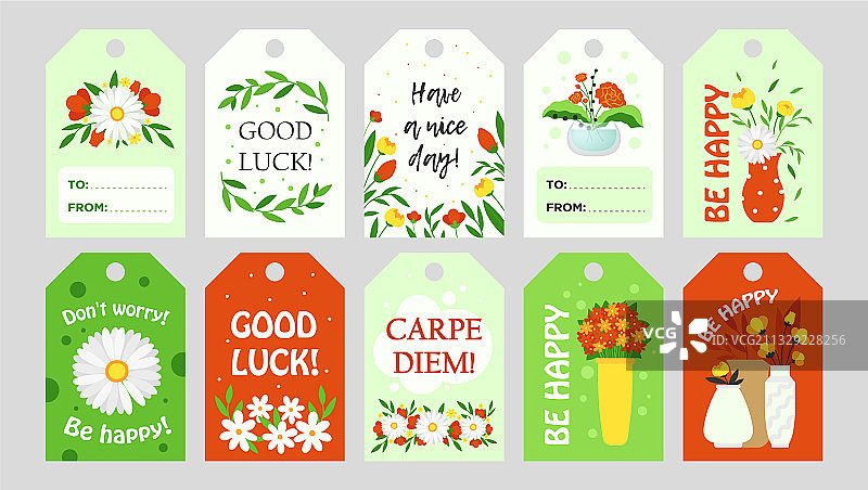 潮流鲜花标签设计图片素材