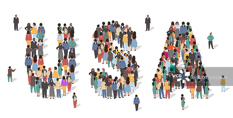 用人群组成的美国国旗图片素材