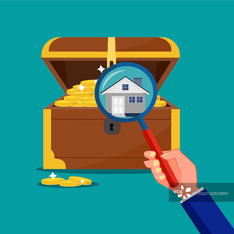 用放大镜看房子图片素材