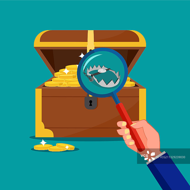 用放大镜观察陷阱图片素材