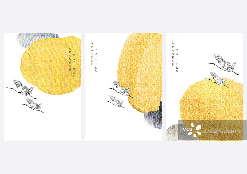 具有日式海浪的抽象艺术背景图片素材