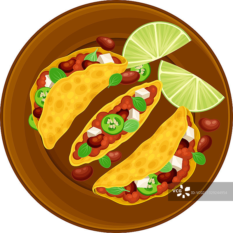 小麦玉米饼配肉末和豆子的墨西哥卷饼图片素材