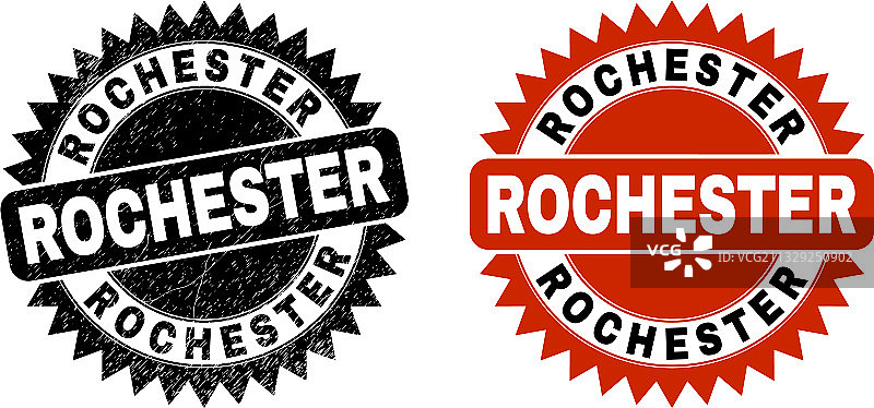 带有划痕的罗切斯特黑色花结印章图片素材