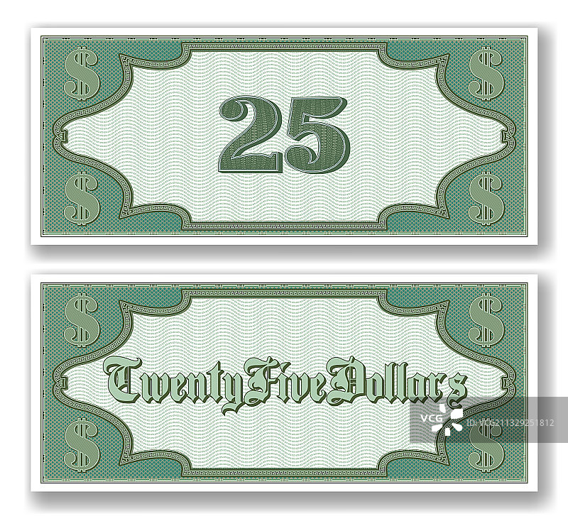 25美元纸质证书样本正面图片素材