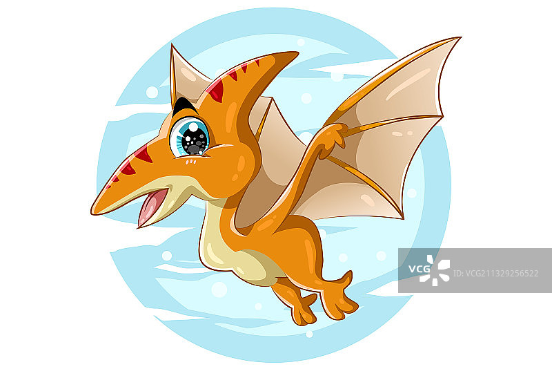 可爱的黄色卡通翼龙图片素材