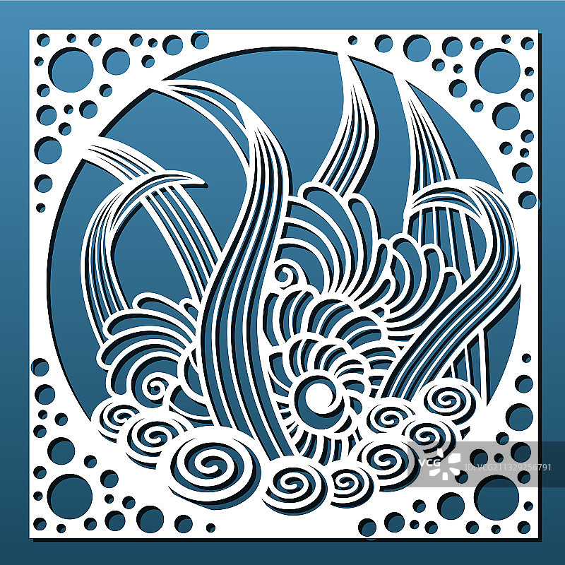 水下图案激光切割墙饰面板图片素材