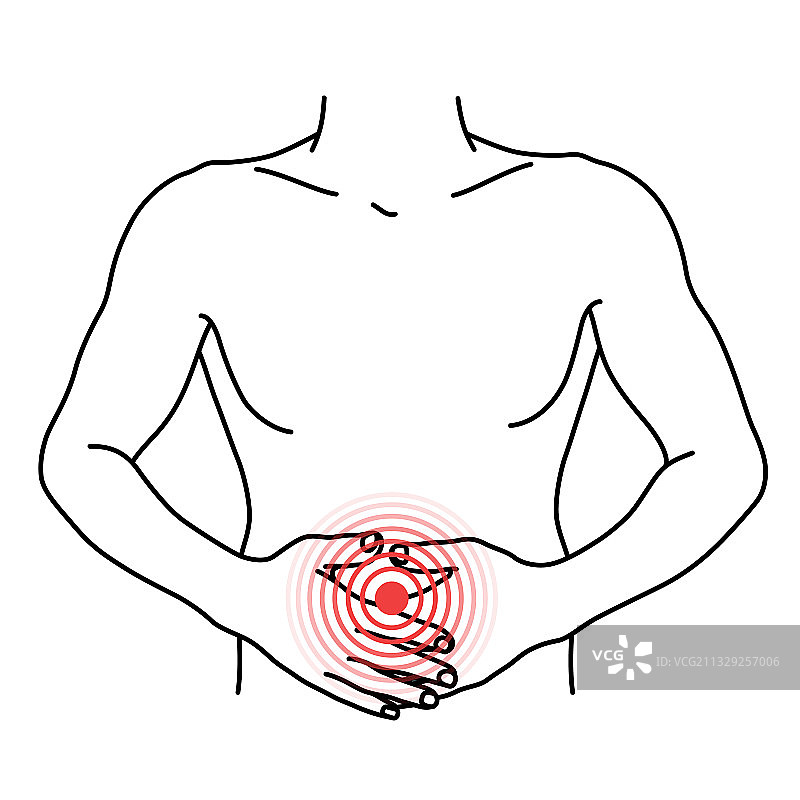 腹痛极简医疗海报红色背景图片素材