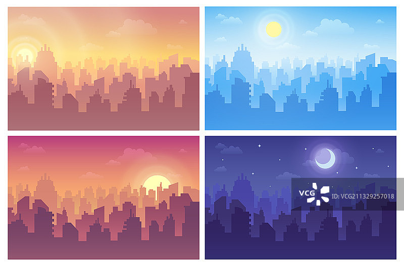 昼夜交替的城市景观图片素材