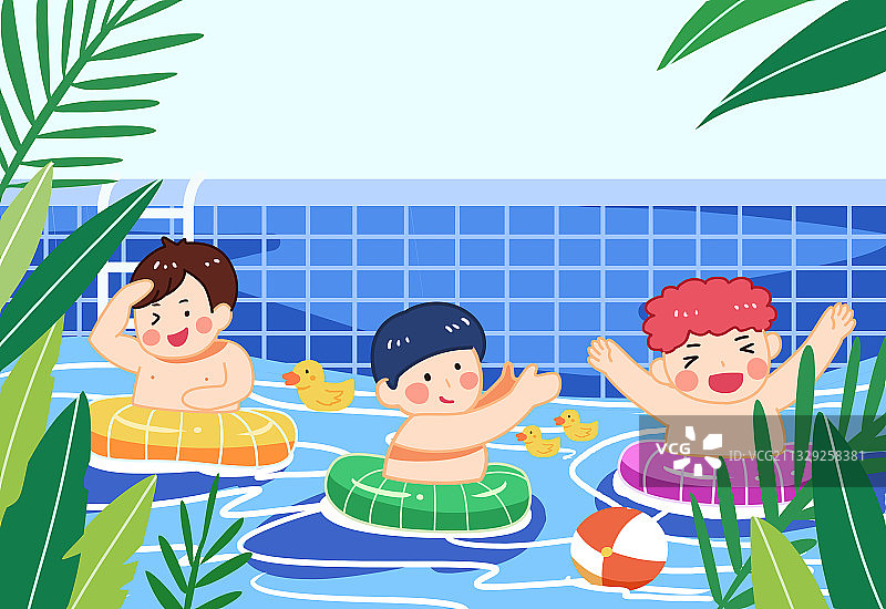 泳池游泳插画图片素材