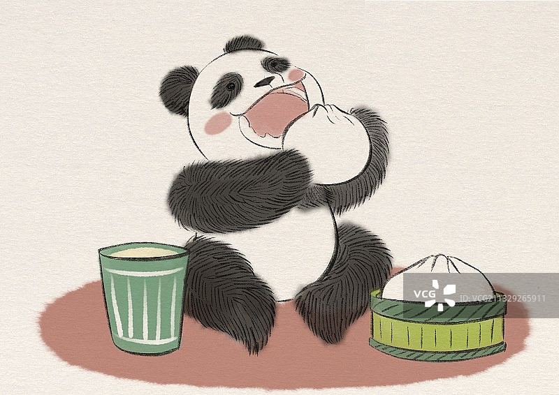 熊猫吃包子图片素材