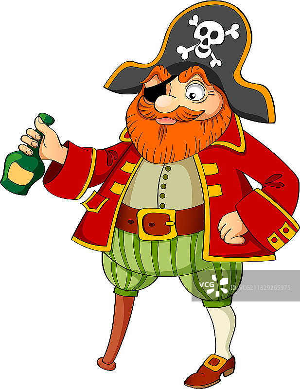 拿着朗姆酒瓶的海盗图片素材