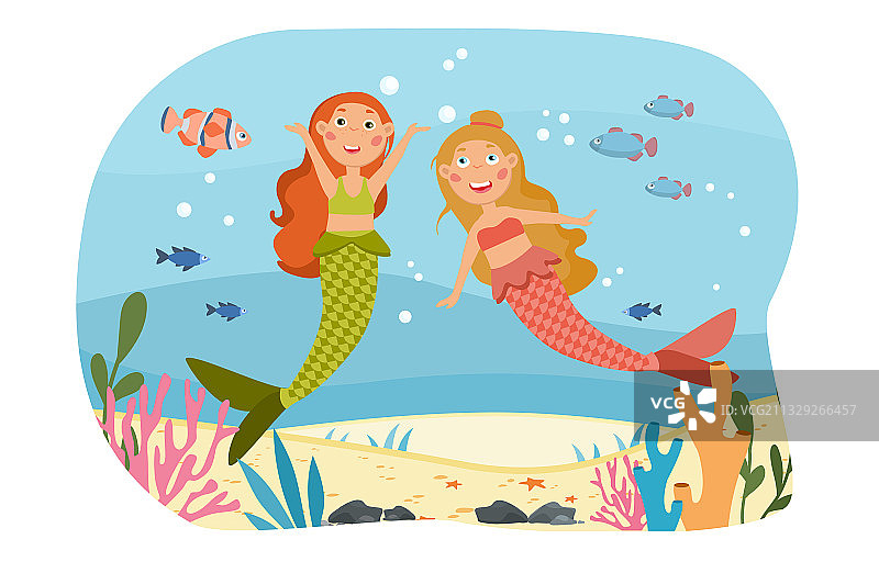 海洋中快乐的神秘美人鱼图片素材