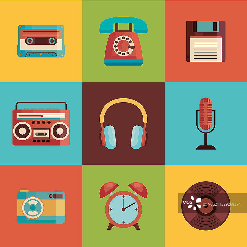 九款复古设备图标合集图片素材