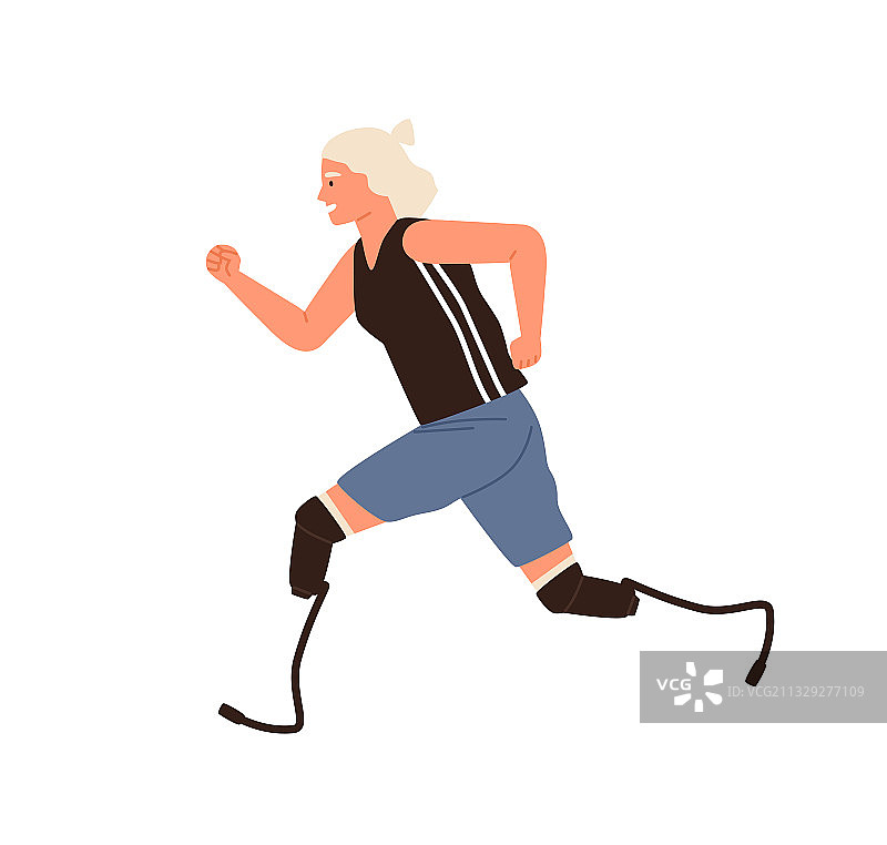 装有假肢的残疾人女运动员图片素材