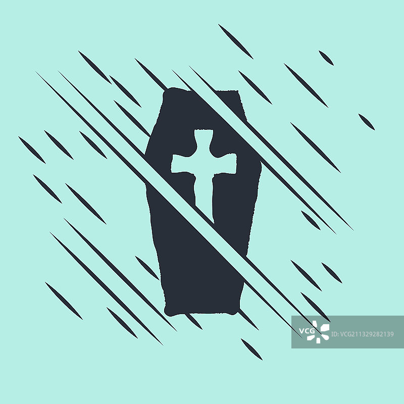 黑色棺材与基督教十字架图标图片素材