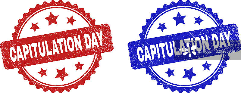 带有不洁效果的投降日花环印章图片素材