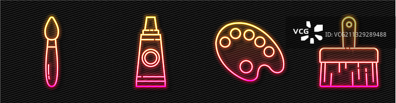 调色板颜料刷颜料管线条组合图片素材