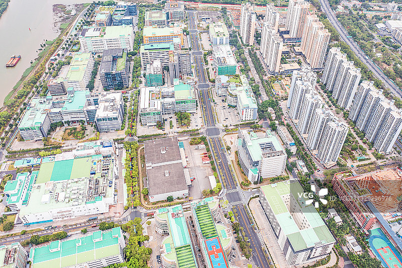 广东省深圳市福田区河套深港科技创新合作区建筑风航拍风光图片素材