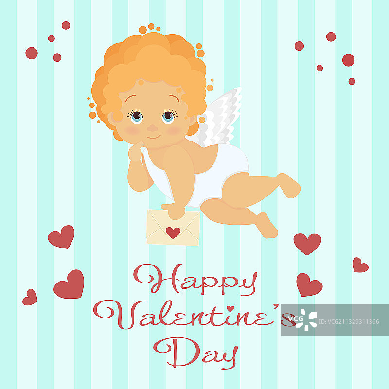 天使拿着一封情书，情人节主题图片素材