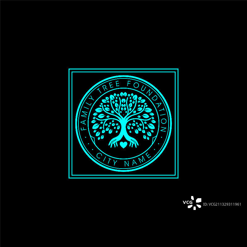 家族树生命印章橡树榕树标志图片素材