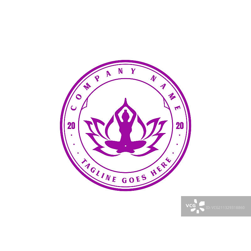复古莲花瑜伽冥想标志设计图片素材
