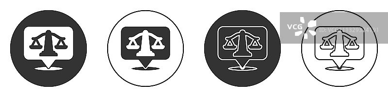 白色背景上孤立的黑色天平正义图标图片素材