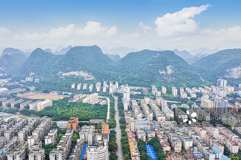 广西壮族自治区柳州市南区城市天际线航拍图片素材