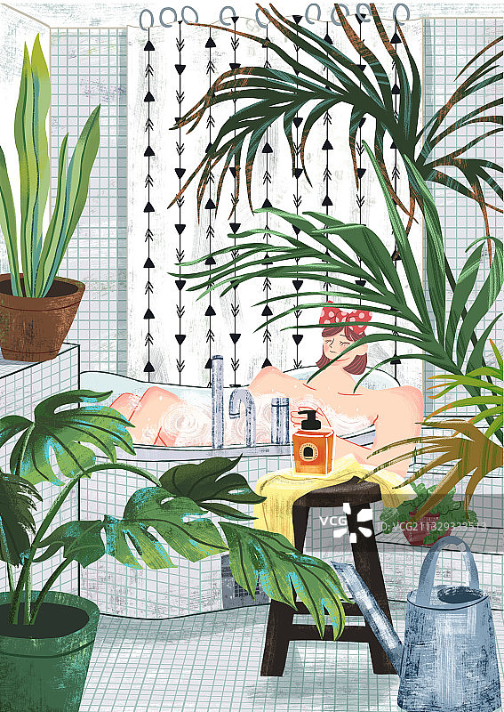 洗澡女孩图片素材