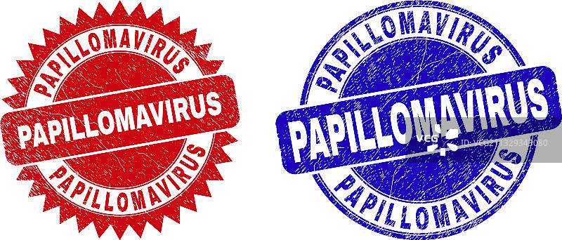 乳头瘤病毒圆形印章和橡胶印章图片素材
