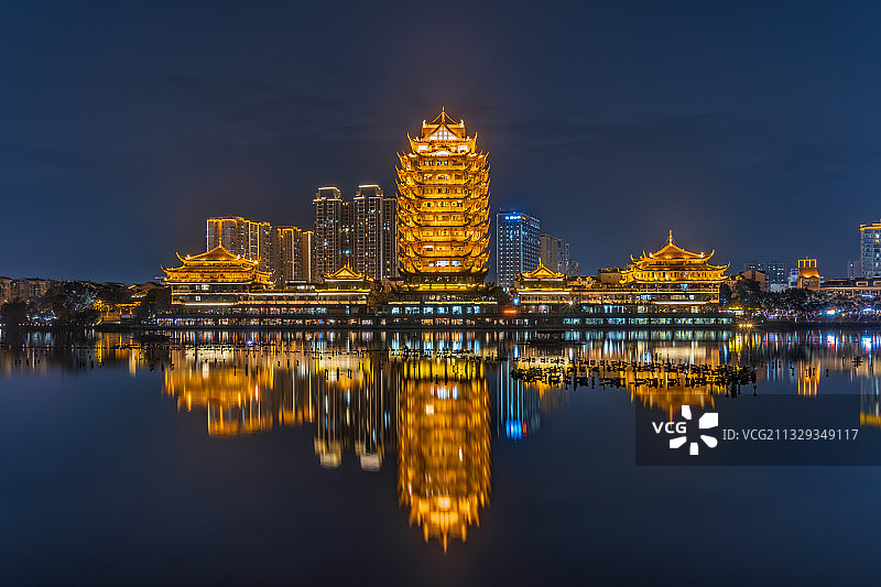 眉山远景楼夜景图片素材