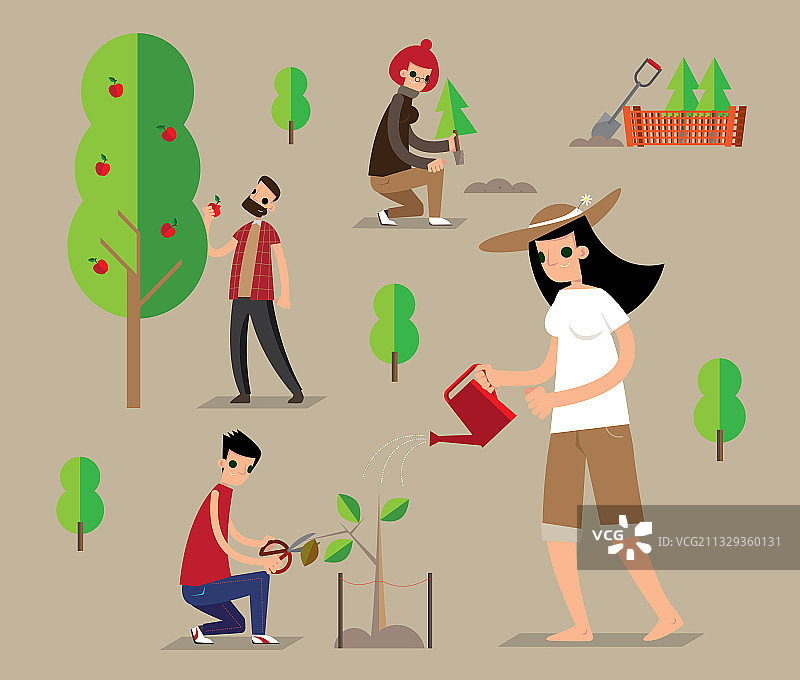 人们植树绿化图片素材