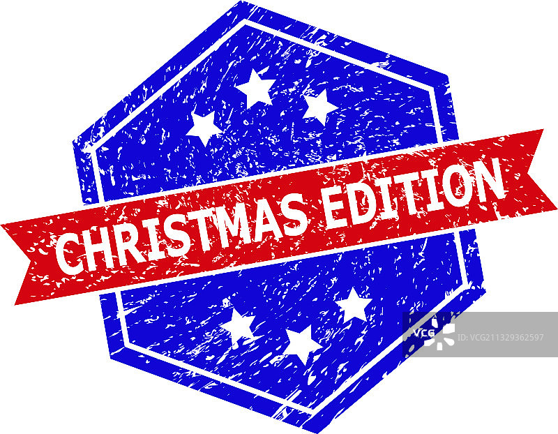 带有效果的六边形双色圣诞节版水印图片素材