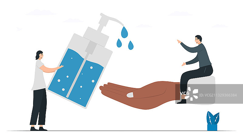 女人在手上涂抹洗手液图片素材