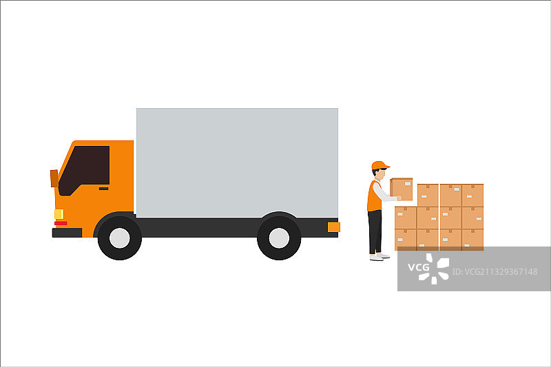 用于订单交付的扁平卡车设计图片素材