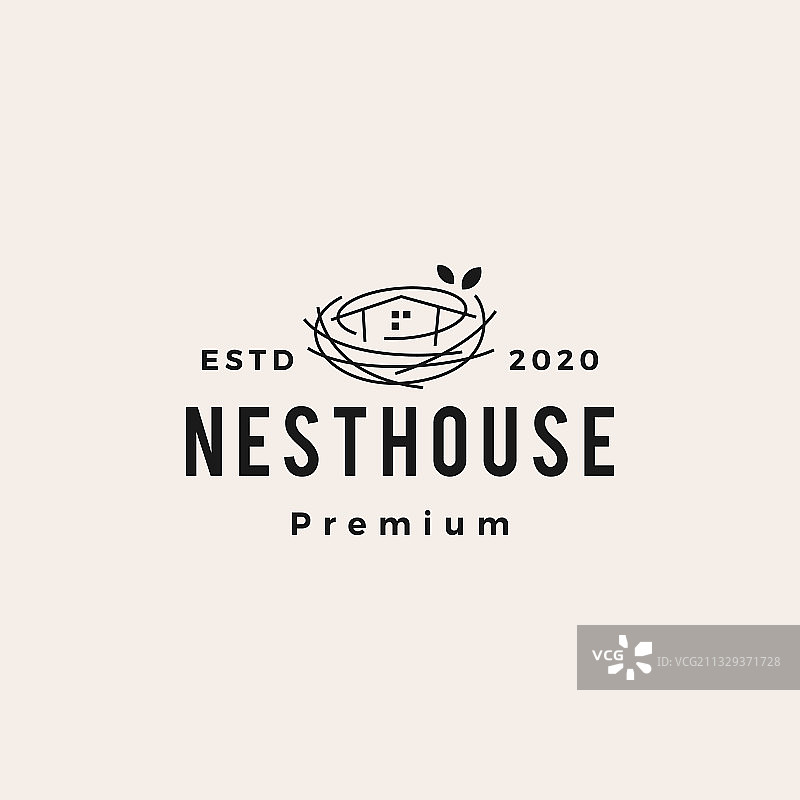 鸟巢房屋时尚复古标志图标图片素材