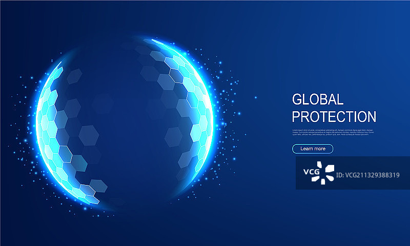 蓝色背景上的能量保护罩图片素材