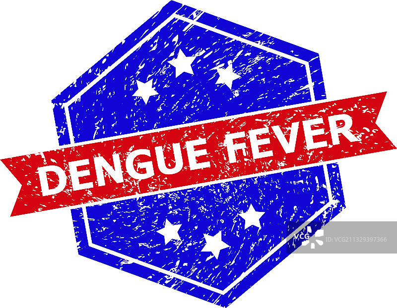 六边形双色登革热橡胶印章图片素材