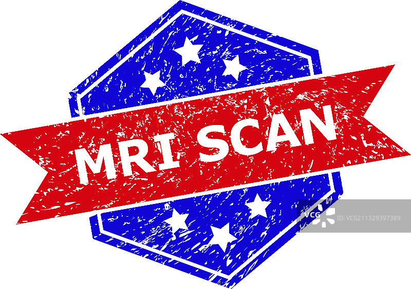 六边形双色MRI扫描橡胶印章图片素材