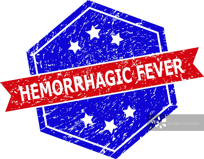 六边形双色出血热印章图片素材