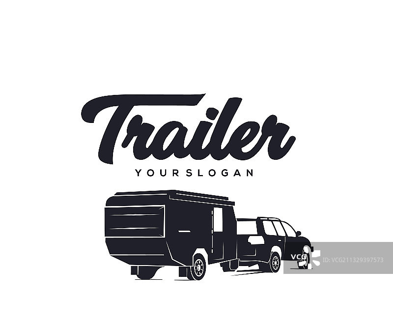拖车和汽车图标Logo设计剪影图片素材
