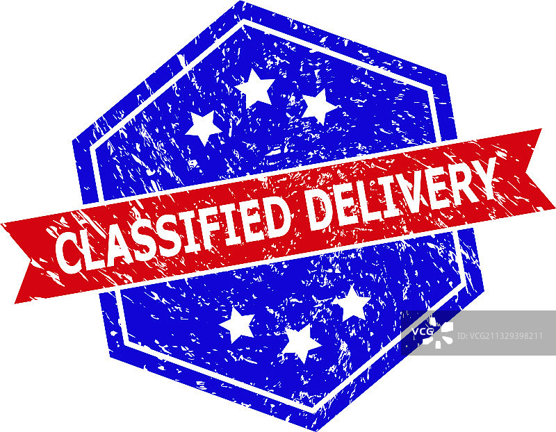 六边形双色机密投递印章图片素材